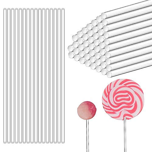 LLMSIX 100 Stück Cake Pop Stiele，Sticks FüR Lollis 15.2 cm Transparent Acryl Cakepop Stiel Wiederverwendbar Cake Pop StäNder für SüßIgkeiten Dessert Schokolade Handgefertigt von LLMSIX