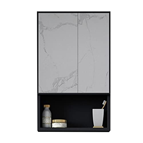 LLMTYO Badezimmer, wasserdichte Badezimmer-Wandaufbewahrung, platzsparende Badezimmerschrank-Kombination aus Aluminium mit Spiegelbox (schwarz, 40 x 11 x 65 cm) von LLMTYO
