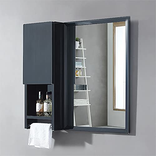 LLMTYO Wandmontierter Badezimmerspiegel mit Schrank, Badezimmerspiegel aus Edelstahl mit Handtuchhalter, Aufbewahrungsmöbel (Links) von LLMTYO