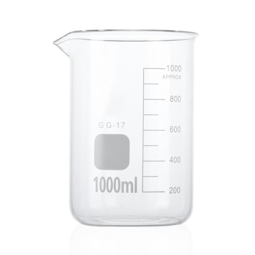 1000 ml transparenter Becher mit Ausguss, Laborbecher mit niedriger Form, Messbecher aus Borosilikatglas, 1 Stück 1000 ml transparenter Becher mit Ausguss, Laborbecher mit niedriger Form, Messbecher aus Borosilikatglas, 1 Stück von LLMWFA
