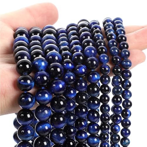 4/6/8/10/12mm Aquamarin Achat Jade Hämatit Lose Spacer Perlen, Schmuckherstellung Blaue Natursteinperlen, DIY Schmuckzubehör(Lapis Lazuli AAA,6mm) von LLMWFA