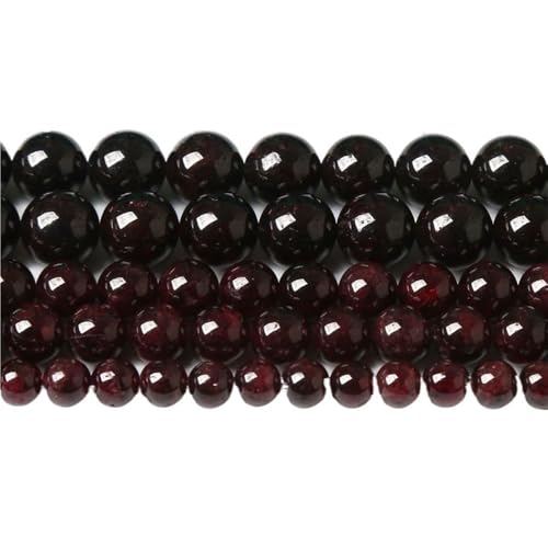 LLMWFA 15" Tigerauge lose Perlen, runde Achate 4 6 8 10 12 14MM Perle zur Herstellung von Kunsthandwerksartikeln, blau rosa grüner Naturstein(Garnet,6mm x 60) von LLMWFA