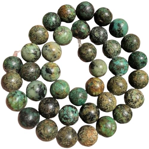 LLMWFA 15 Zoll runde lose Steinperlen, Natursteinperlen, kleine Perle for Schmuckherstellung, DIY-Zubehör, 4/6/8/10/12 mm(African Turquoise,10mm) von LLMWFA