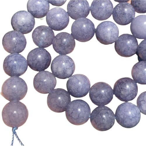 LLMWFA 15 Zoll runde lose Steinperlen, Natursteinperlen, kleine Perle for Schmuckherstellung, DIY-Zubehör, 4/6/8/10/12 mm(Blue Angelite,6mm) von LLMWFA