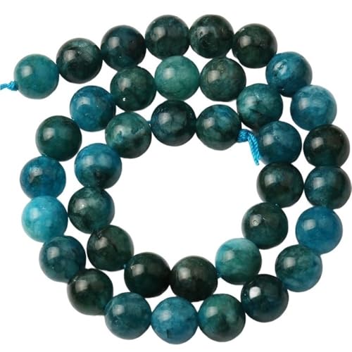 LLMWFA 15 Zoll runde lose Steinperlen, Natursteinperlen, kleine Perle for Schmuckherstellung, DIY-Zubehör, 4/6/8/10/12 mm(Blue Apatite,8mm) von LLMWFA