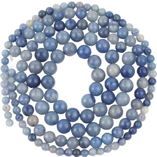 LLMWFA 15 Zoll runde lose Steinperlen, Natursteinperlen, kleine Perle for Schmuckherstellung, DIY-Zubehör, 4/6/8/10/12 mm(Blue Aventurine,6mm) von LLMWFA