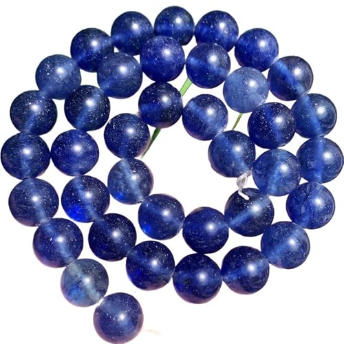 LLMWFA 15 Zoll runde lose Steinperlen, Natursteinperlen, kleine Perle for Schmuckherstellung, DIY-Zubehör, 4/6/8/10/12 mm(Blue Crystal,4mm) von LLMWFA