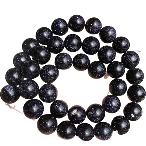 LLMWFA 15 Zoll runde lose Steinperlen, Natursteinperlen, kleine Perle for Schmuckherstellung, DIY-Zubehör, 4/6/8/10/12 mm(Blue Sand,10mm) von LLMWFA