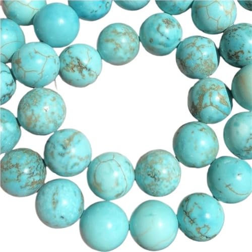 LLMWFA 15 Zoll runde lose Steinperlen, Natursteinperlen, kleine Perle for Schmuckherstellung, DIY-Zubehör, 4/6/8/10/12 mm(Blue Turquoise,12mm) von LLMWFA