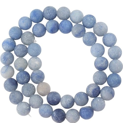 LLMWFA 15 Zoll runde lose Steinperlen, Natursteinperlen, kleine Perle for Schmuckherstellung, DIY-Zubehör, 4/6/8/10/12 mm(Matte Blue Aventurin,6mm) von LLMWFA