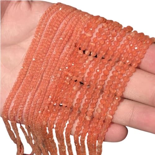 LLMWFA 187 Stück kleine glänzende Katzenaugen-Perlen, 2 mm Glatte lose Perlen, Natursteinperlen for DIY-Schmuckherstellung, Charm-Zubehör(Dark orange) von LLMWFA
