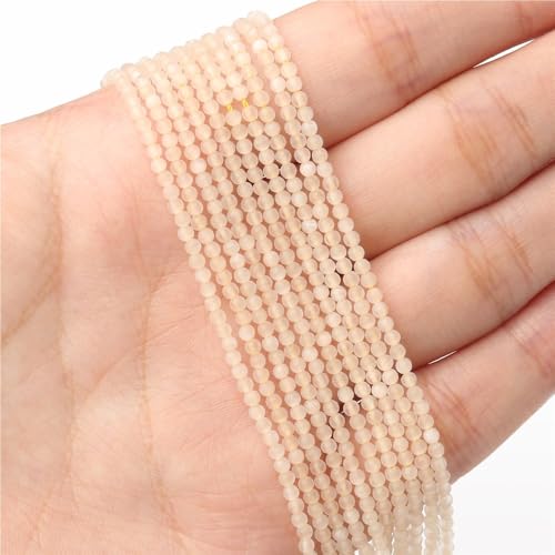 LLMWFA 187 Stück kleine glänzende Katzenaugen-Perlen, 2 mm Glatte lose Perlen, Natursteinperlen for DIY-Schmuckherstellung, Charm-Zubehör(Ivory Yellow) von LLMWFA
