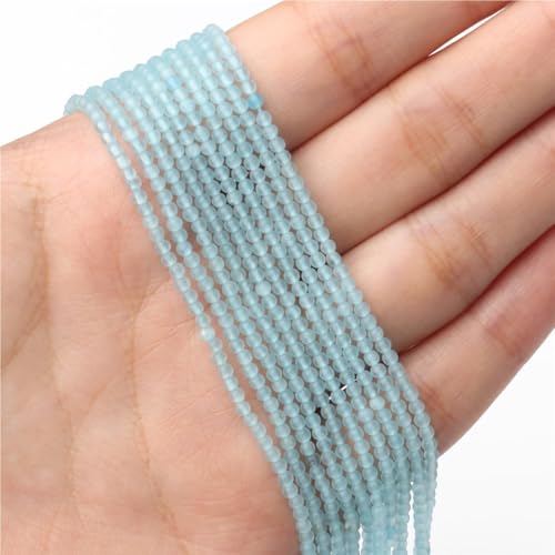 LLMWFA 187 Stück kleine glänzende Katzenaugen-Perlen, 2 mm Glatte lose Perlen, Natursteinperlen for DIY-Schmuckherstellung, Charm-Zubehör(Lake Blue) von LLMWFA