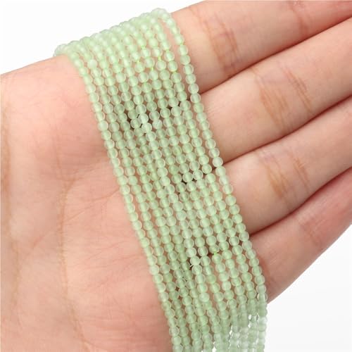 LLMWFA 187 Stück kleine glänzende Katzenaugen-Perlen, 2 mm Glatte lose Perlen, Natursteinperlen for DIY-Schmuckherstellung, Charm-Zubehör(Light Green) von LLMWFA
