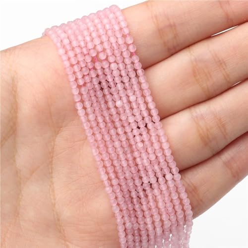 LLMWFA 187 Stück kleine glänzende Katzenaugen-Perlen, 2 mm Glatte lose Perlen, Natursteinperlen for DIY-Schmuckherstellung, Charm-Zubehör(Light pink) von LLMWFA