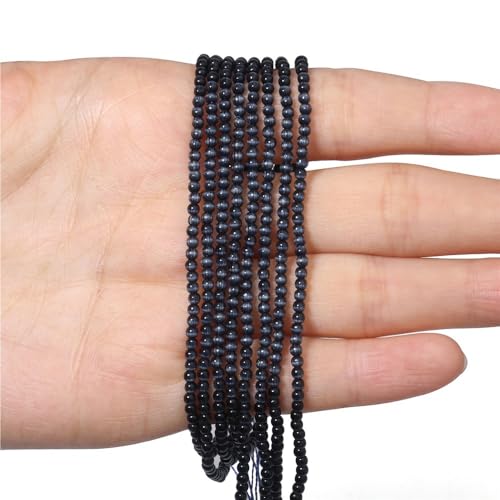 LLMWFA 187 Stück kleine glänzende Katzenaugen-Perlen, 2 mm Glatte lose Perlen, Natursteinperlen for DIY-Schmuckherstellung, Charm-Zubehör(Navy Blue) von LLMWFA