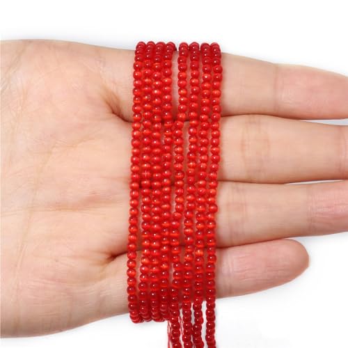 LLMWFA 187 Stück kleine glänzende Katzenaugen-Perlen, 2 mm Glatte lose Perlen, Natursteinperlen for DIY-Schmuckherstellung, Charm-Zubehör(Red) von LLMWFA