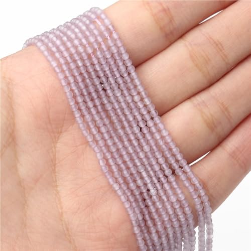 LLMWFA 187 Stück kleine glänzende Katzenaugen-Perlen, 2 mm Glatte lose Perlen, Natursteinperlen for DIY-Schmuckherstellung, Charm-Zubehör(Violet) von LLMWFA