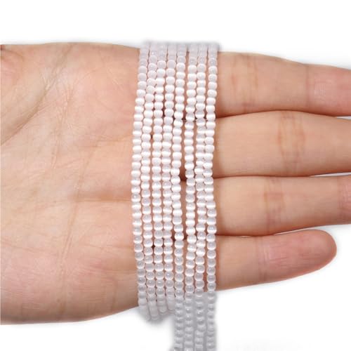 LLMWFA 187 Stück kleine glänzende Katzenaugen-Perlen, 2 mm Glatte lose Perlen, Natursteinperlen for DIY-Schmuckherstellung, Charm-Zubehör(White) von LLMWFA