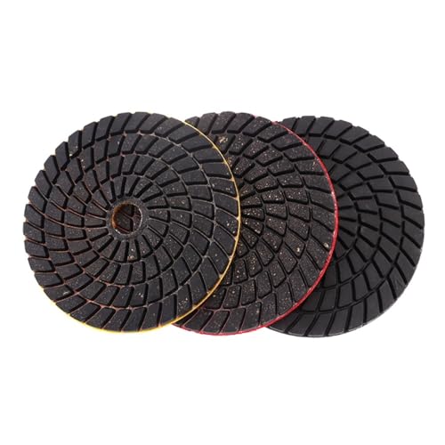 LLMWFA 3PCS Kupfer-Metallbindung-Nasspolierpads, 4-Zoll-Super-3-Stufen-Schleifscheibe, Diamant-Polierpad for Granit-Marmor-Stein(2) von LLMWFA