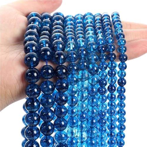 LLMWFA 4/6/8/10/12mm Aquamarin Achat Jade Hämatit Lose Spacer Perlen, Schmuckherstellung Blaue Natursteinperlen, DIY Schmuckzubehör(Blue Crystal,8mm) von LLMWFA