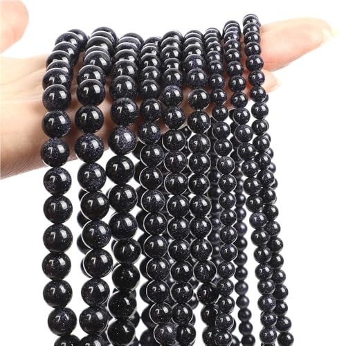 LLMWFA 4/6/8/10/12mm Aquamarin Achat Jade Hämatit Lose Spacer Perlen, Schmuckherstellung Blaue Natursteinperlen, DIY Schmuckzubehör(Blue Sandstone,10mm) von LLMWFA