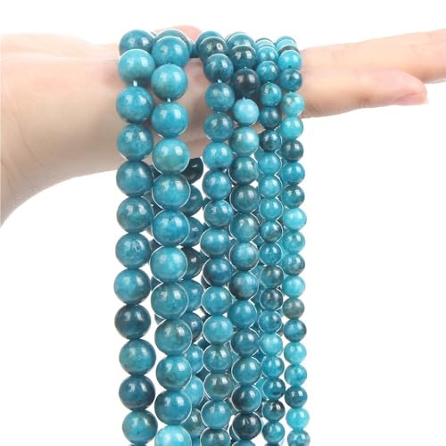 LLMWFA 4/6/8/10/12mm Aquamarin Achat Jade Hämatit Lose Spacer Perlen, Schmuckherstellung Blaue Natursteinperlen, DIY Schmuckzubehör(Imitation Apatite,10mm) von LLMWFA