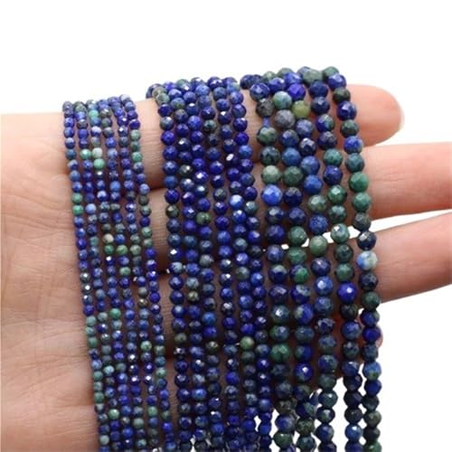 LLMWFA 4mm Amethyste Lapislazuli Quarzperlen, Naturstein facettierte kleine Perlen, Perle zur Schmuckherstellung DIY-Zubehör(Dark Blue) von LLMWFA