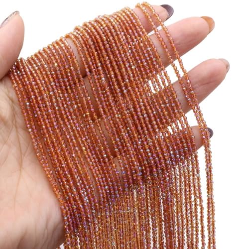 LLMWFA Lose Perlen aus plattiertem Kristallquarz, Länge 38 cm * 2 mm Durchmesser, Schmuckherstellung natürlichem Halbedelstein, DIY-Zubehör(Orange) von LLMWFA