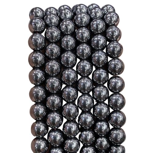 LLMWFA Runde Natursteinperlen, 15" Blaue Tigerauge lose Perlen, 4/6/8/10/12/14mm Schmuckherstellung DIY Charm Bead 1 Strang(Black Hematite,8mm) von LLMWFA