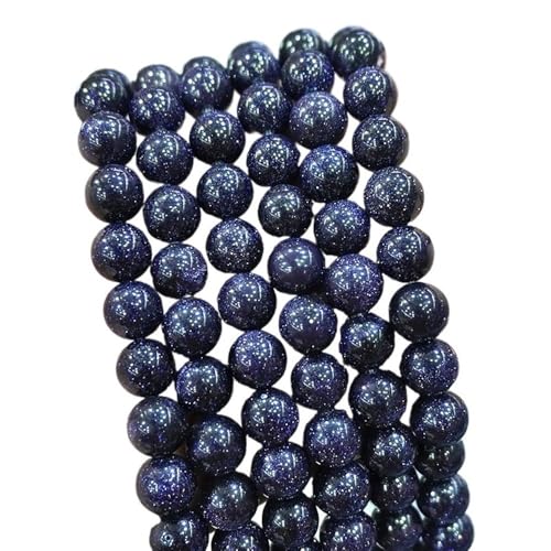 LLMWFA Runde Natursteinperlen, 15" Blaue Tigerauge lose Perlen, 4/6/8/10/12/14mm Schmuckherstellung DIY Charm Bead 1 Strang(Blue Sandstone,14mm) von LLMWFA
