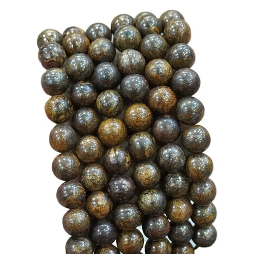 LLMWFA Runde Natursteinperlen, 15" Blaue Tigerauge lose Perlen, 4/6/8/10/12/14mm Schmuckherstellung DIY Charm Bead 1 Strang(Bronzite,12mm) von LLMWFA
