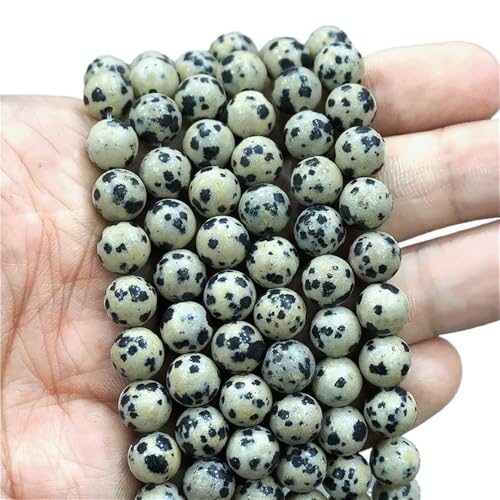 LLMWFA Runde Natursteinperlen, 15" Blaue Tigerauge lose Perlen, 4/6/8/10/12/14mm Schmuckherstellung DIY Charm Bead 1 Strang(Dalmation Jaspers,12mm) von LLMWFA