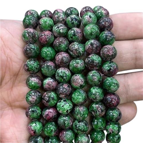 LLMWFA Runde Natursteinperlen, 15" Blaue Tigerauge lose Perlen, 4/6/8/10/12/14mm Schmuckherstellung DIY Charm Bead 1 Strang(Epidote Zoisite,6mm) von LLMWFA