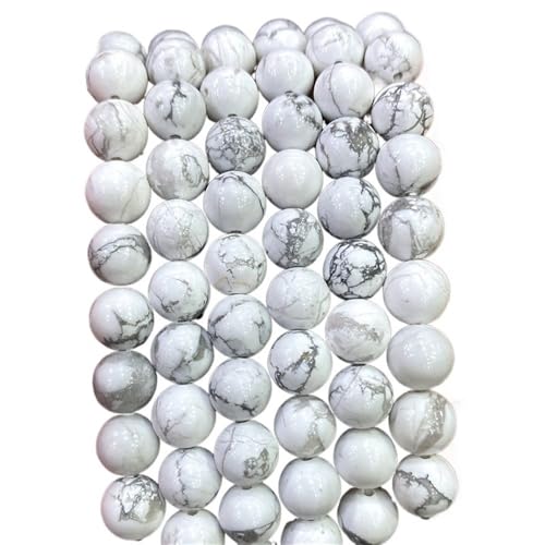 LLMWFA Runde Natursteinperlen, 15" Blaue Tigerauge lose Perlen, 4/6/8/10/12/14mm Schmuckherstellung DIY Charm Bead 1 Strang(Howlite Turquoises,14mm) von LLMWFA