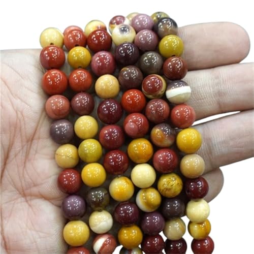 LLMWFA Runde Natursteinperlen, 15" Blaue Tigerauge lose Perlen, 4/6/8/10/12/14mm Schmuckherstellung DIY Charm Bead 1 Strang(Mookaite,12mm) von LLMWFA