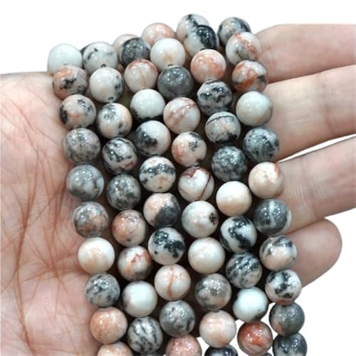 LLMWFA Runde Natursteinperlen, 15" Blaue Tigerauge lose Perlen, 4/6/8/10/12/14mm Schmuckherstellung DIY Charm Bead 1 Strang(Pink Zebra Jaspers,8mm) von LLMWFA