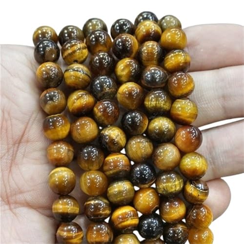 LLMWFA Runde Natursteinperlen, 15" Blaue Tigerauge lose Perlen, 4/6/8/10/12/14mm Schmuckherstellung DIY Charm Bead 1 Strang(Tiger Eye Stone,6mm) von LLMWFA