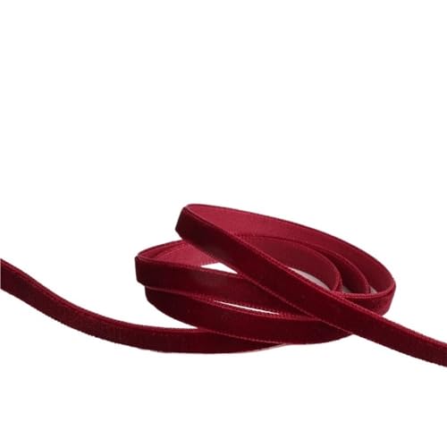 LLMWFA Samtband-Besatzspule, 9 Meter/Rolle, Breite 6 mm, Polyesterband for Umwickeln von Haarschleifen, DIY-Dekoration(Wine red) von LLMWFA