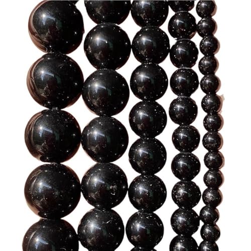 LLMWFA Schmuckherstellung, DIY-Natursteinperlen, Lavaachate, Amethyst, Turuoqises, Turmalin, runde Perlen, 4, 6, 8, 10 mm(5A Black Agate,10mm) von LLMWFA