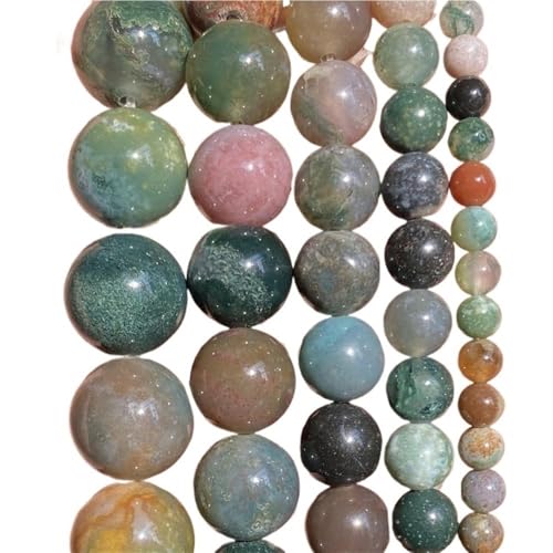 LLMWFA Schmuckherstellung, DIY-Natursteinperlen, Lavaachate, Amethyst, Turuoqises, Turmalin, runde Perlen, 4, 6, 8, 10 mm(Indian Agate,6mm) von LLMWFA