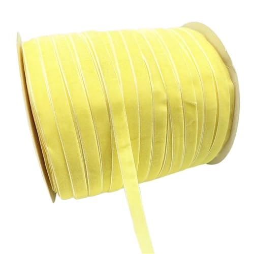 LLMWFA Vintage Samtbandspule Gelb Lila Cyan, Kunsthandwerksband for Haarschleifen, 5 Yards 10 mm(Lemon Yellow) von LLMWFA