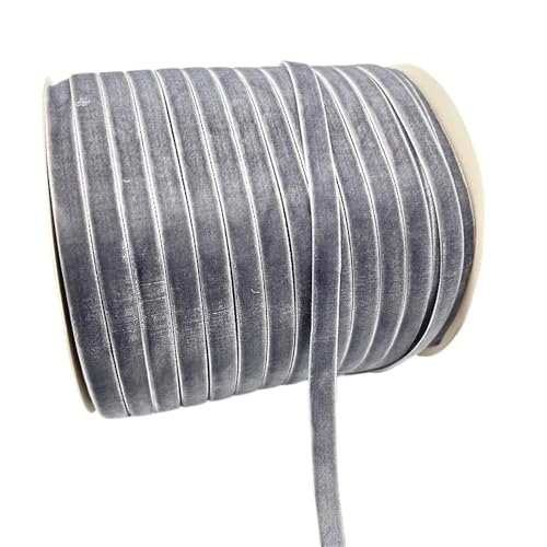 LLMWFA Vintage Samtbandspule Gelb Lila Cyan, Kunsthandwerksband for Haarschleifen, 5 Yards 10 mm(Light Grey) von LLMWFA