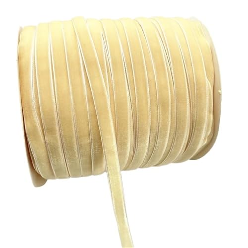 LLMWFA Vintage Samtbandspule Gelb Lila Cyan, Kunsthandwerksband for Haarschleifen, 5 Yards 10 mm(Light Yellow) von LLMWFA