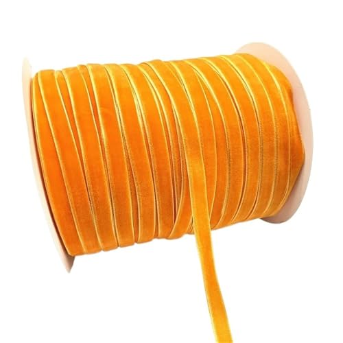 LLMWFA Vintage Samtbandspule Gelb Lila Cyan, Kunsthandwerksband for Haarschleifen, 5 Yards 10 mm(Orange Yellow) von LLMWFA