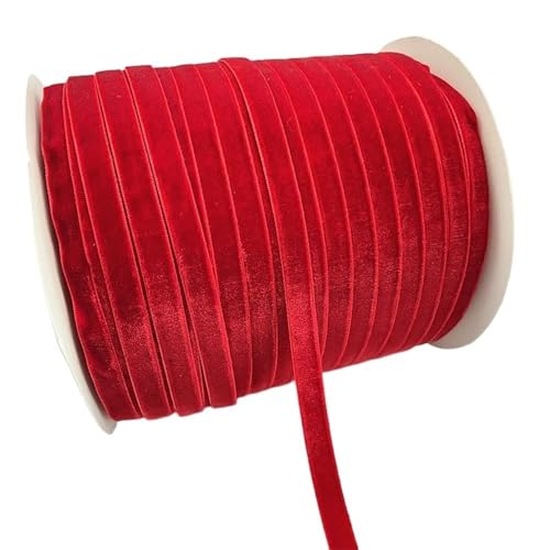 LLMWFA Vintage Samtbandspule Gelb Lila Cyan, Kunsthandwerksband for Haarschleifen, 5 Yards 10 mm(Red) von LLMWFA