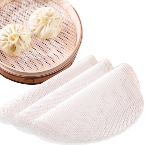 LLMtn 12 Stück Silikon Dämpfer Matte 23CM Runde Steamer Pad Antihaft Silikon Dampfgarer Netz für Bambusdämpfer Reis Dim Sum Durchmesser Wiederverwendbare Dumplings Matte von LLMtn
