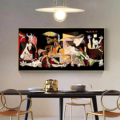 LLNN Berühmte Picasso Guernica Leinwand Wandkunst Gemälde Reproduktionen Poster und Drucke Wandkunst Bilder für Wohnzimmer Dekor 80x160cm (31 "x63) Kein Rahmen von LLNN