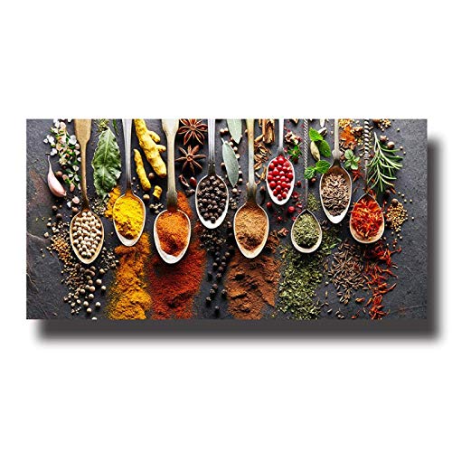 Food Painting Modern Spices Poster Leinwandbild, Küchenbilder Wanddekoration, gerahmt Bereit zum Aufhängen für Wohnzimmer 40x80cm Mit Rahmen von LLNN