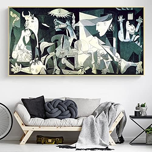 LLNN Guernica, die berühmteste Gemäldeserie der Welt, Schlafzimmer Pablo Picasso Guernica, gerahmt, fertig zum Aufhängen 80x160cm (32x63in) mit Rahmen von LLNN